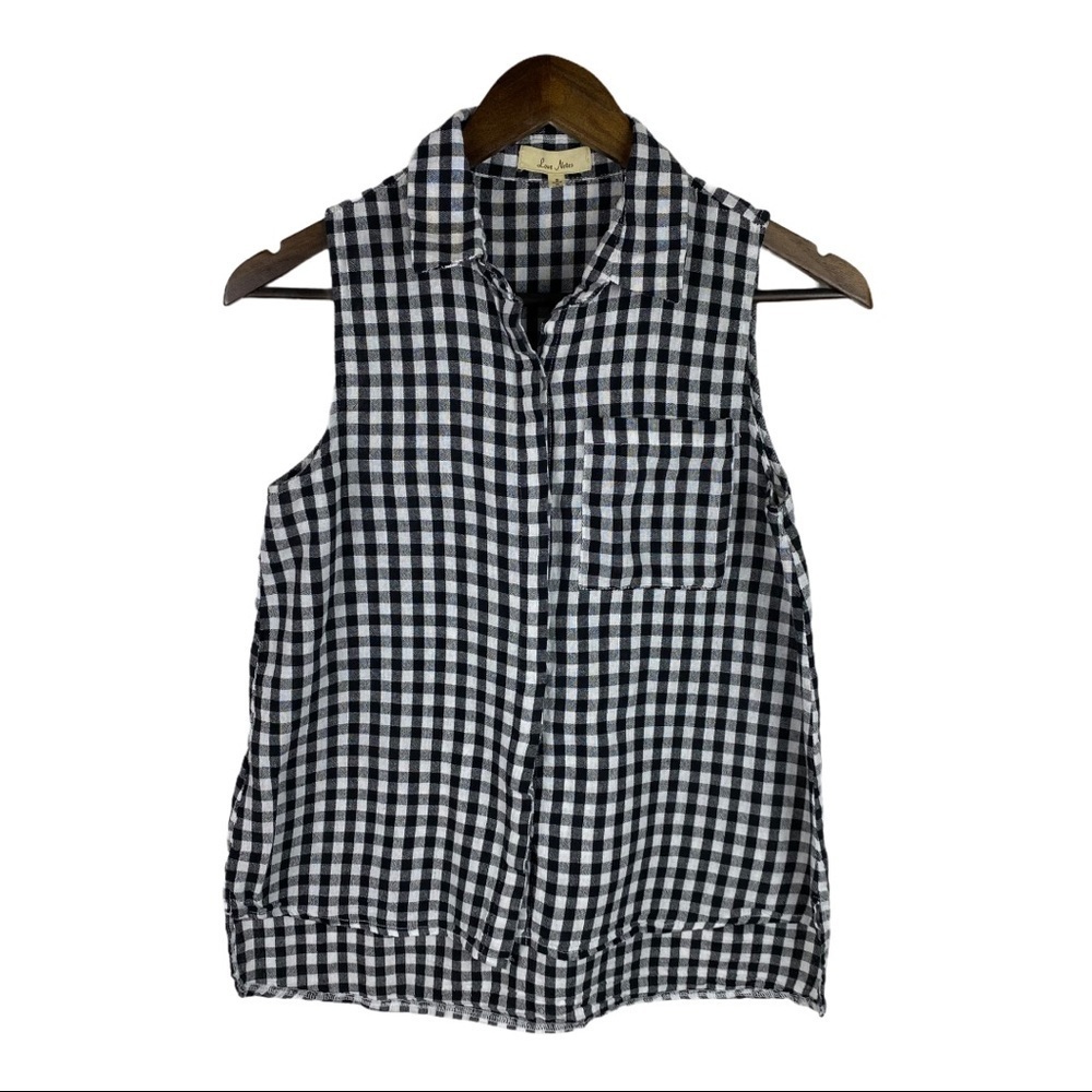Love Notes Gingham Sleveless Button Up